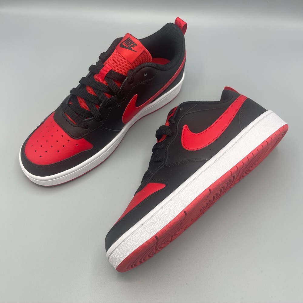 Nike Court Borough Low 2 Big Girl' Shoes/color Black/White/University Red - Picture 5 of 17